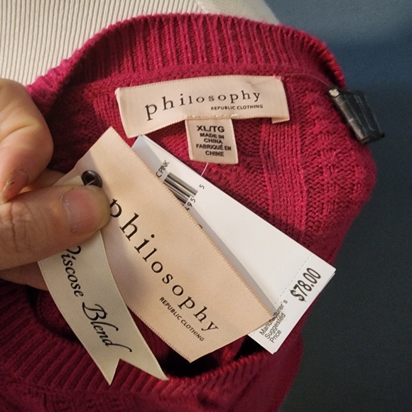 Philosophy Pink Waffle Weave and Cable Knit Rayon Long Sleeve Sweater Size XL - Picture 8 of 9